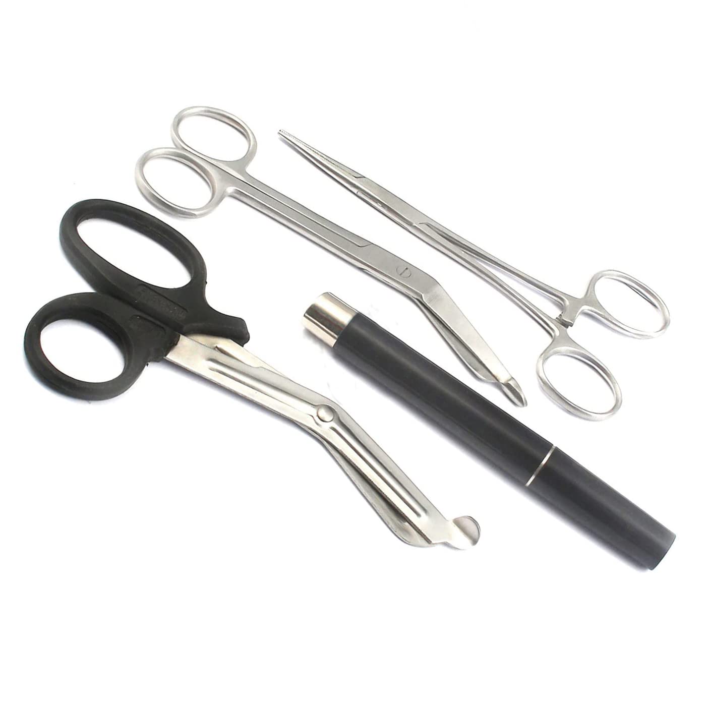 WellnessD'Light - Black EMT/Paramedic Tools with Medic Bandage Scissors and Shears Including Lister Scissors, HEMOSTAT CLAMP and PENLIGHT Ideal Gift for Paramedics, EMT, Firefighter, Police and Nurse