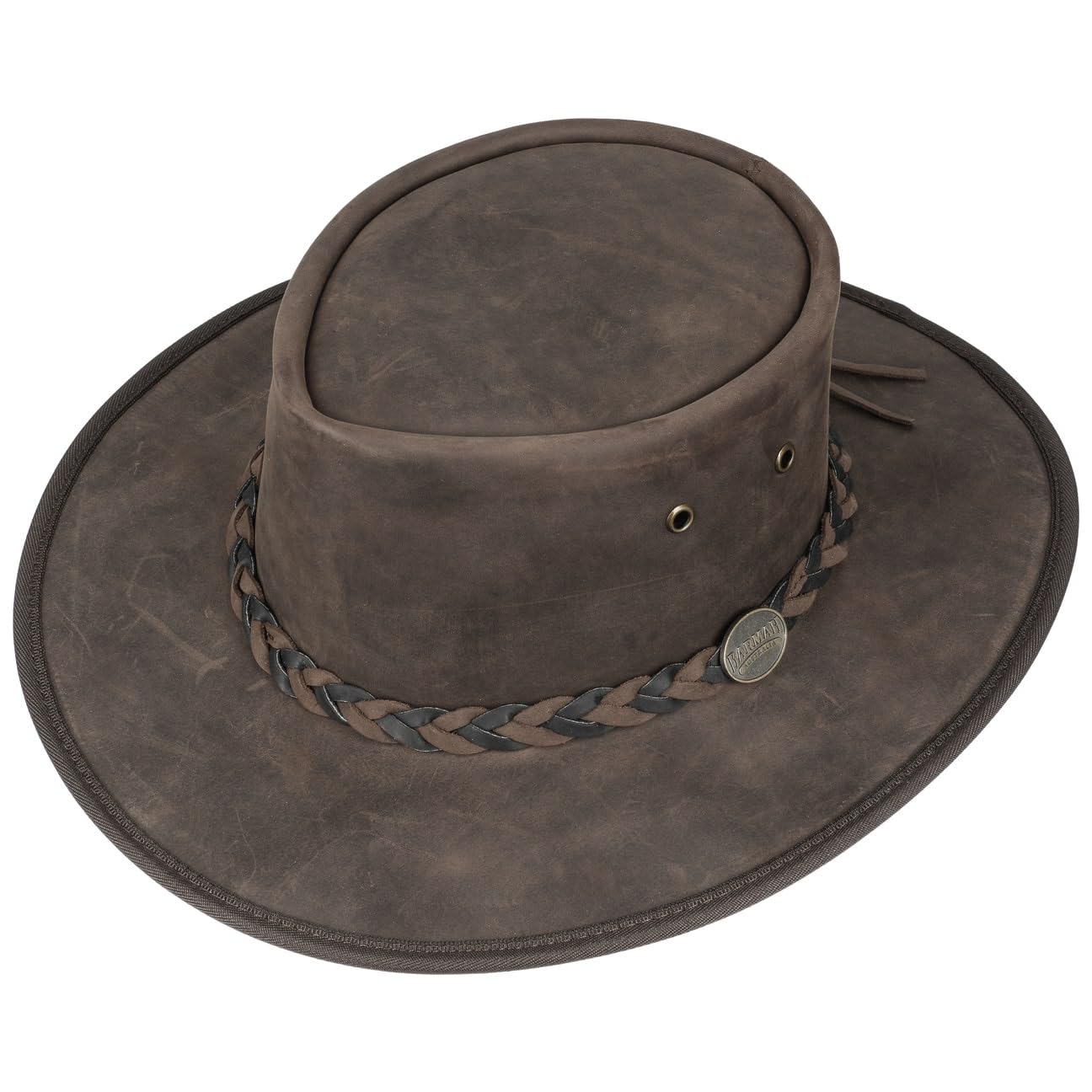 Barmah Squashy Twotone Cappello Uomo - Made in Australia Pelle di Bue Cappelli Vacchetta Outdoor con Fascia Pelle, pistagna Inverno Autunno Estate Primavera Estate/Inverno