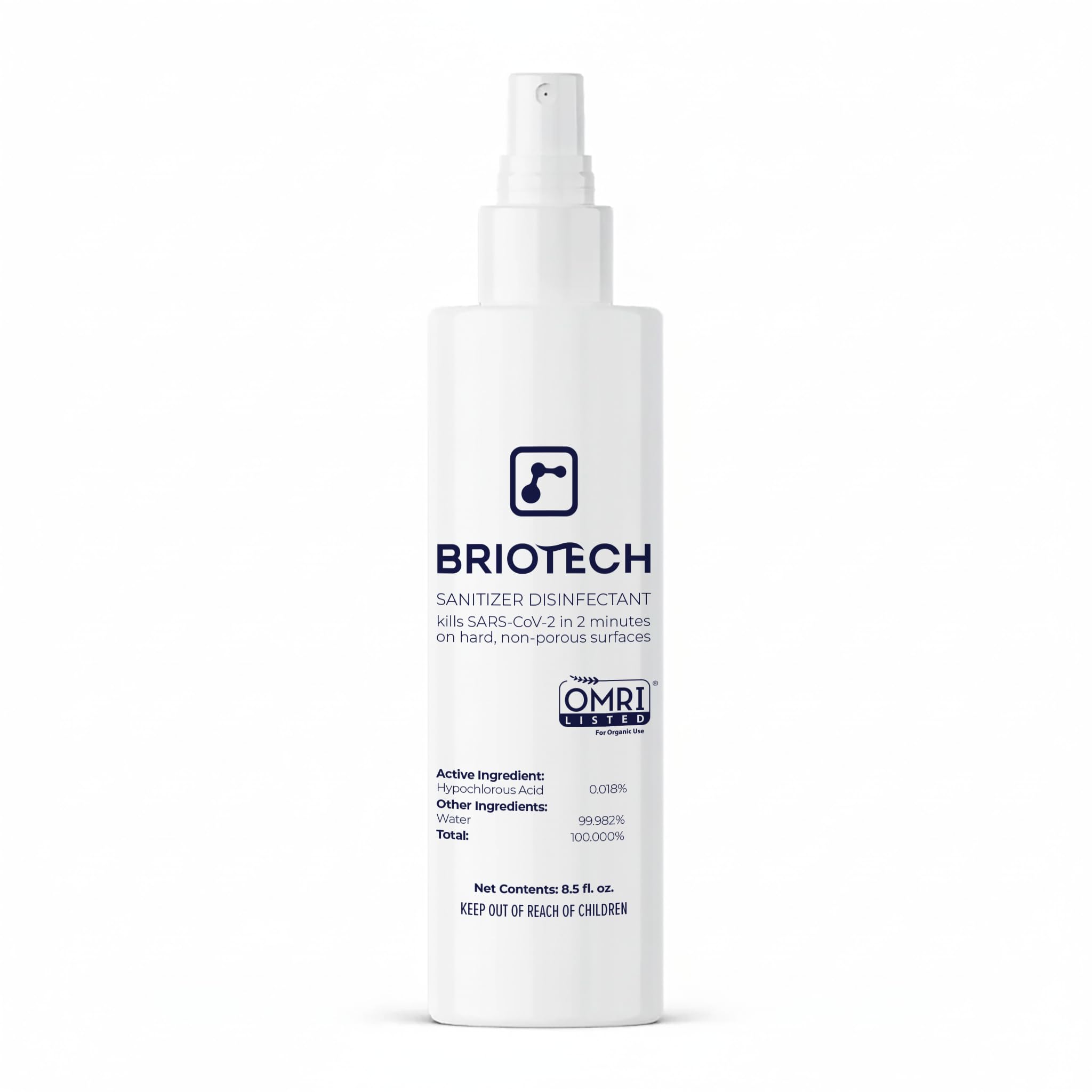 BRIOTECH Sanitizer Disinfectant Hypochlorous Spray, Kill 99.99% of Viruses & Bacteria, Control Mold, Eliminate Odor, Gentle for Nursery & Play Rooms, Food Contact Surface Sanitizer, 8.5 fl oz