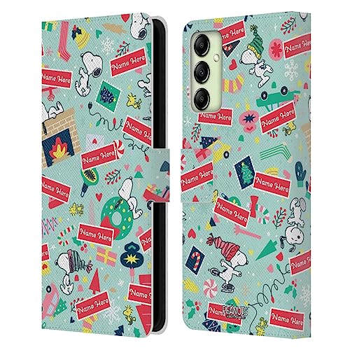 Coque Peanuts Samsung Galaxy A14 en cuir portefeuille personnalisable de Noël