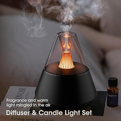 Miniatura 2 de Difusor de aceite esencial, difusor de aroma de aromaterapia de estilo moderno con luz de vela, humidificador ultrasónico de niebla fría, control