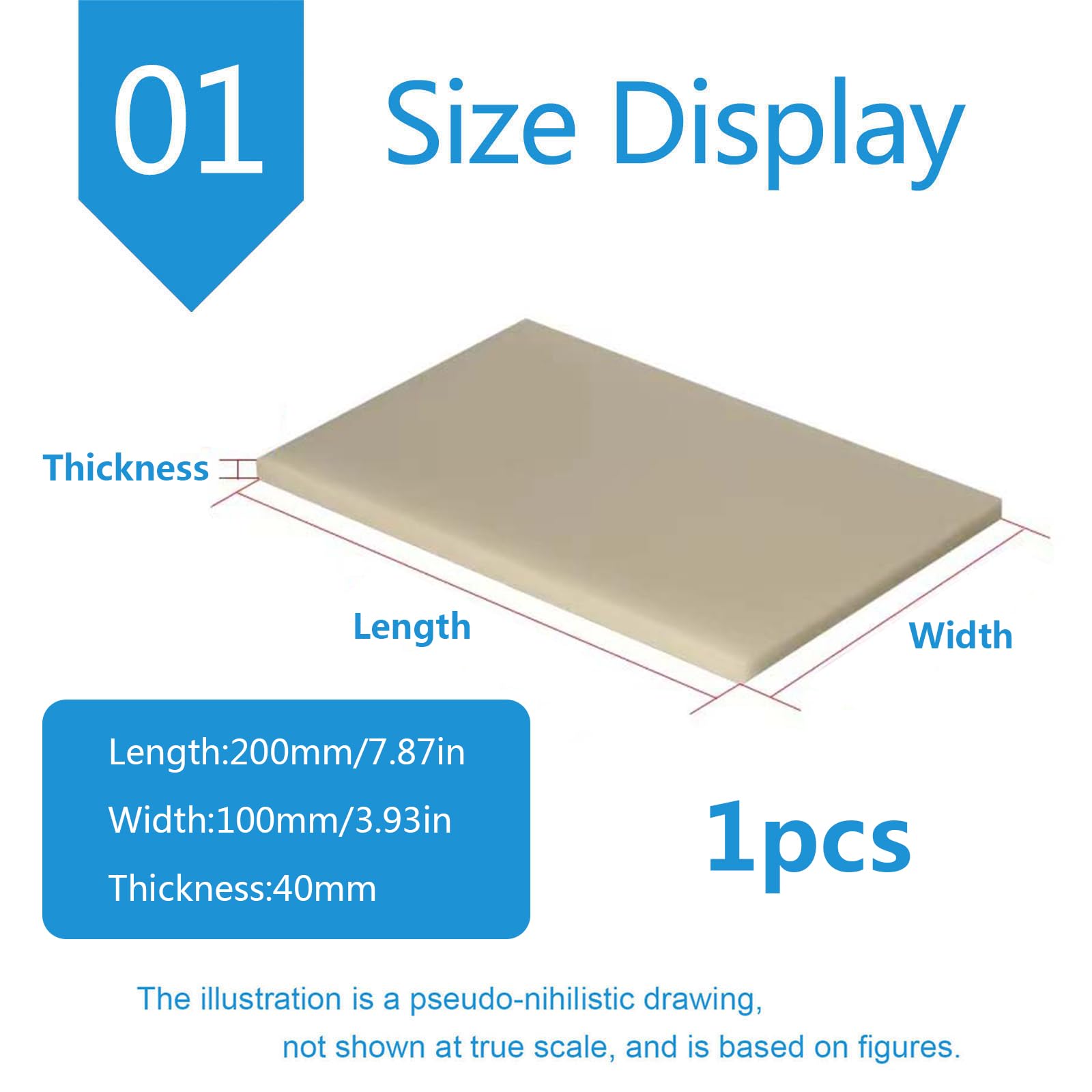 Arkusze z tworzywa sztucznego ABS， Arkusze z tworzywa ABS w kolorze beżowym, 100 mm x 200 mm, opakowanie 15 sztuk, grubość 1 mm – 40 mm(Thickness:40mm)