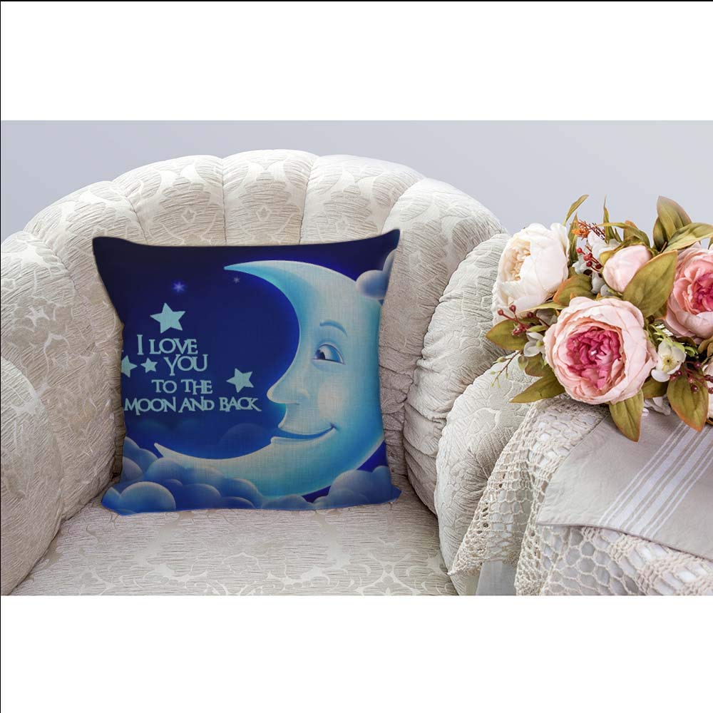 Federa Per Cuscino Reversibile "I Love You To The Moon And Back" – 30,5x50,8 Cm – Flanella Morbida
