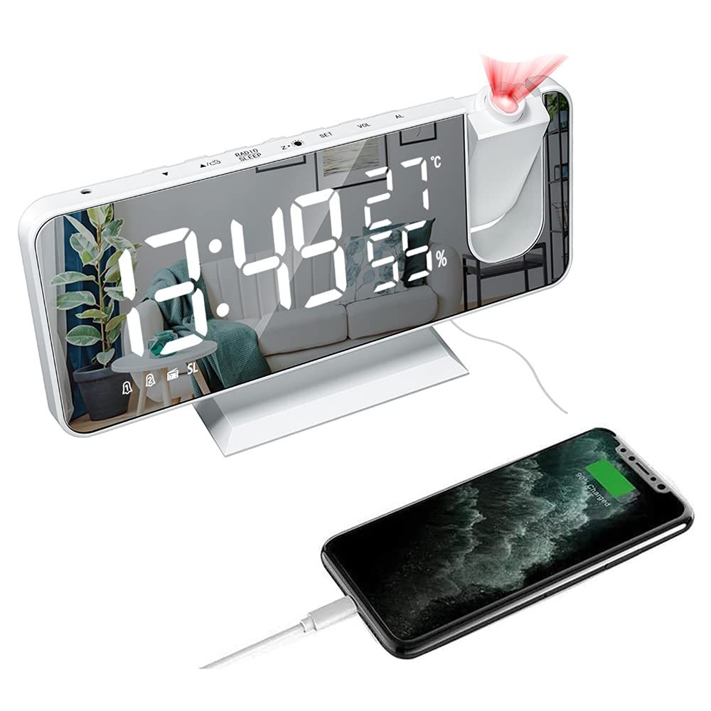 Alarm Clock With Wireless Charging,Dimmable Night Light,Snooze Function,10W F