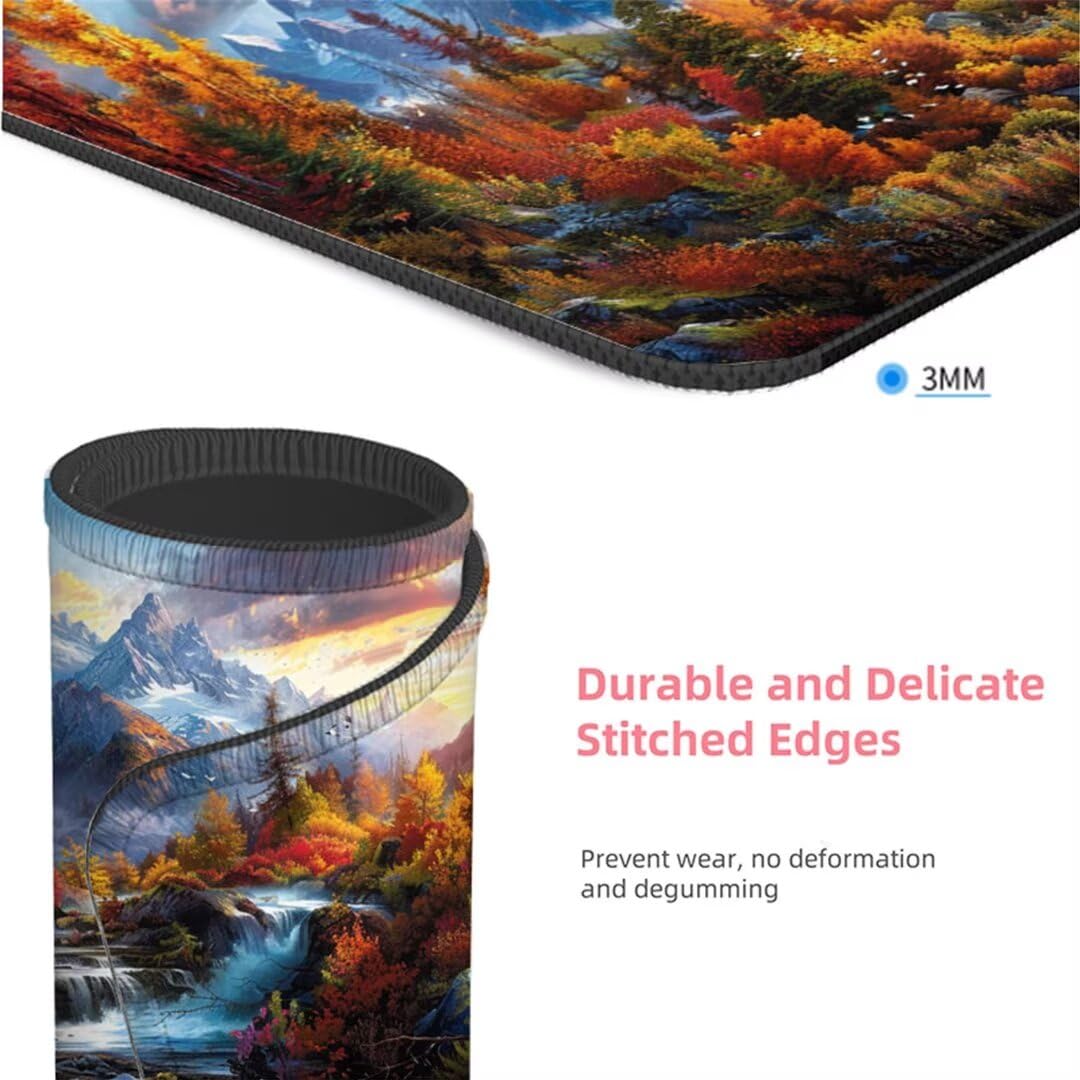 Large Gaming Mouse Pad With Non-Slip Rubber Base, Fall Autumn Leaves Mouse Mat With Stitched Edge, 35.5"x16" Extended Desk Mat For Laptop Desk Pad, Keyboard Pad For Office Desk Protector - View #10