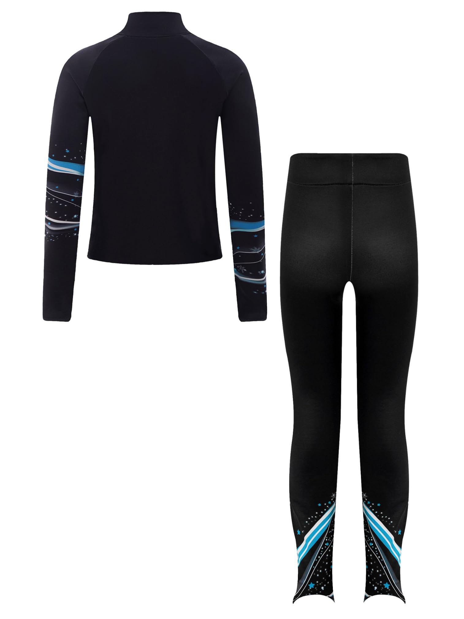 ranrann Ensemble Patinage Artistique Fille Veste Chaud Polaire avec Pantalon Collant Legging Tenue Patinage sur Glace Sport A Bleu 13-14 ans