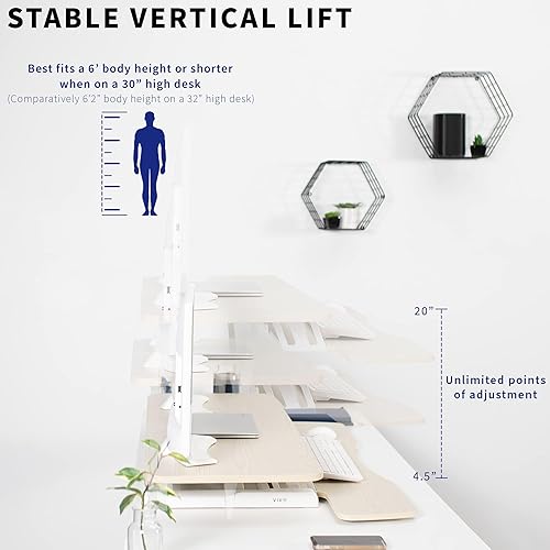 Miniatura 4 de VIVO DESK-V042KF Convertidor de escritorio, 42 pulgadas, serie K, elevador, altura ajustable, estación de trabajo, monitor dual y portátil, bandeja