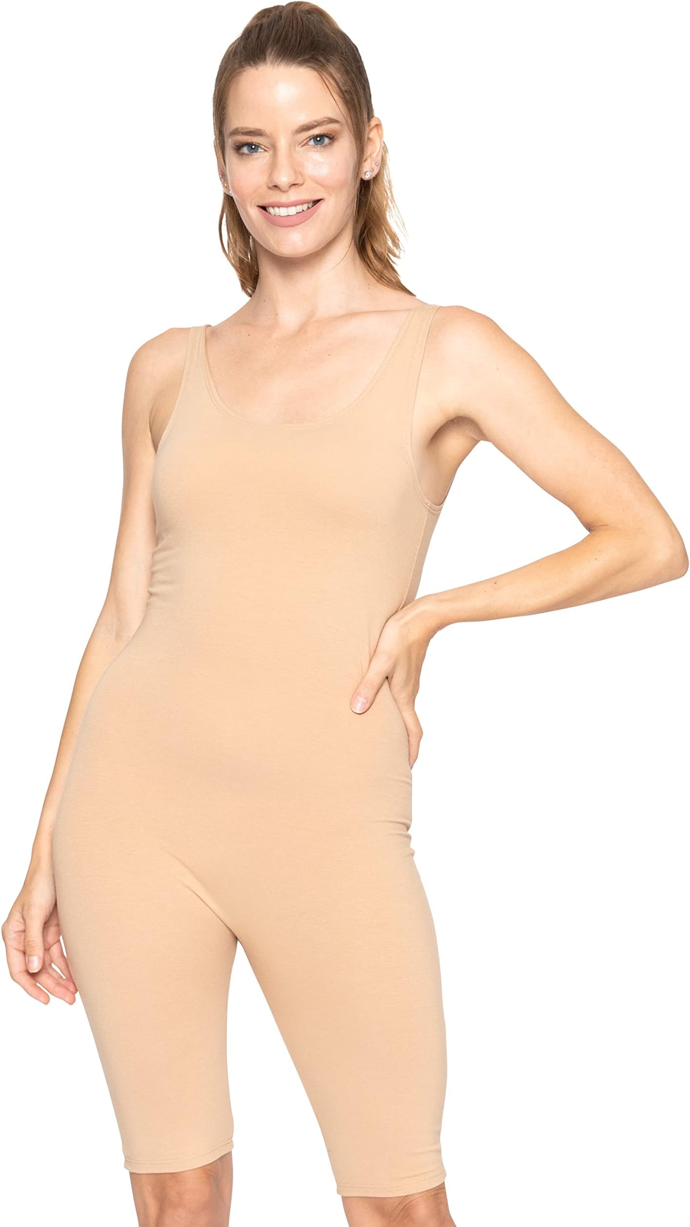 STRETCH IS COMFORT Women's Tank Unitard BIKETARD Beige 3X