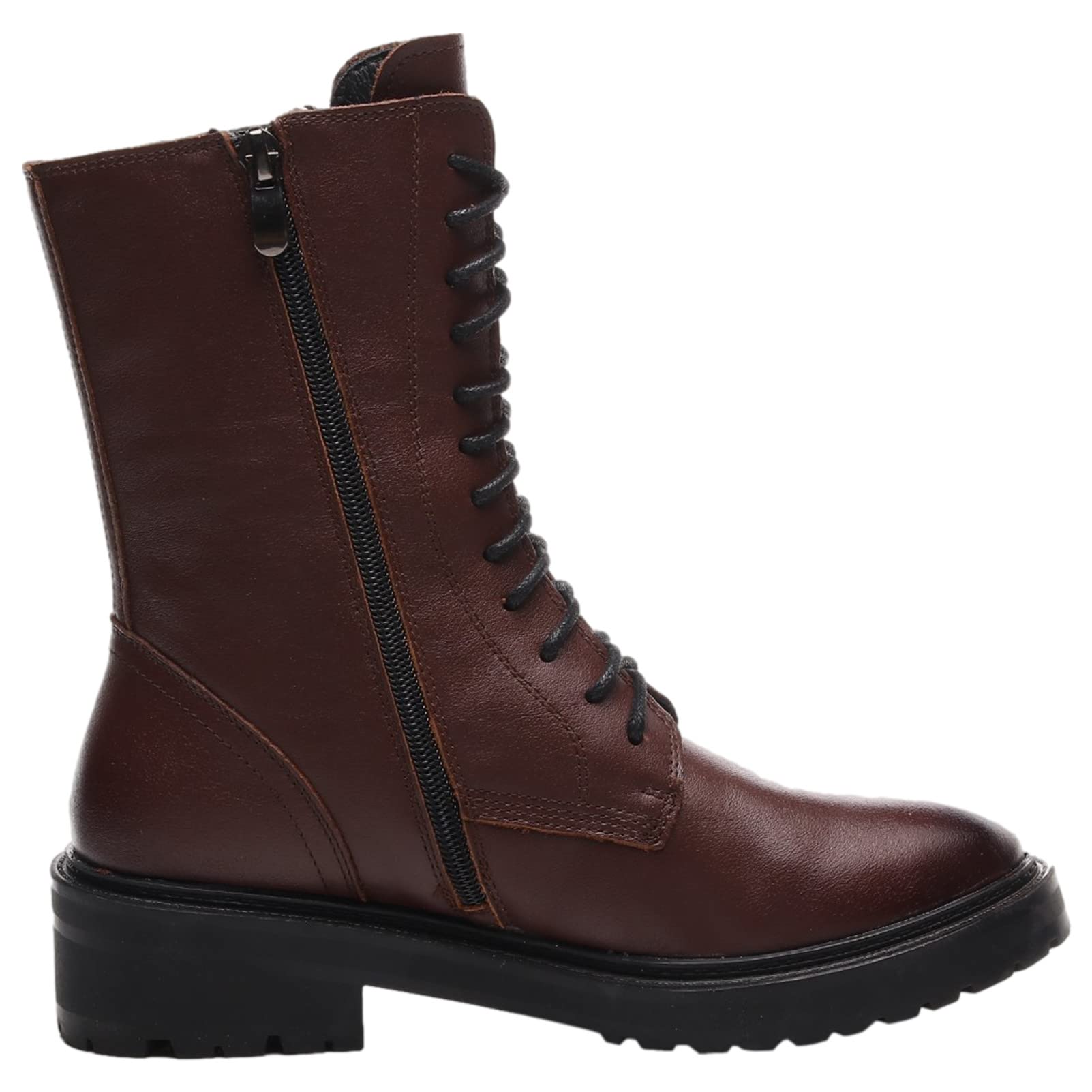 rismart Mujer Botas Militar Moteras Cuero Media pierna Invierno Guay Botines
