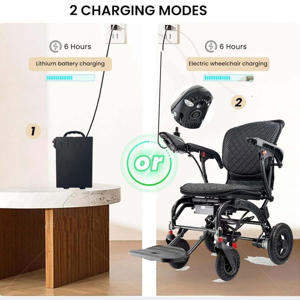 Sillas de ruedas eléctricas ligeras plegables para adultos, silla de ruedas motorizada 220lbs, silla de ruedas motorizada portátil con asiento ergonómico,10ah
