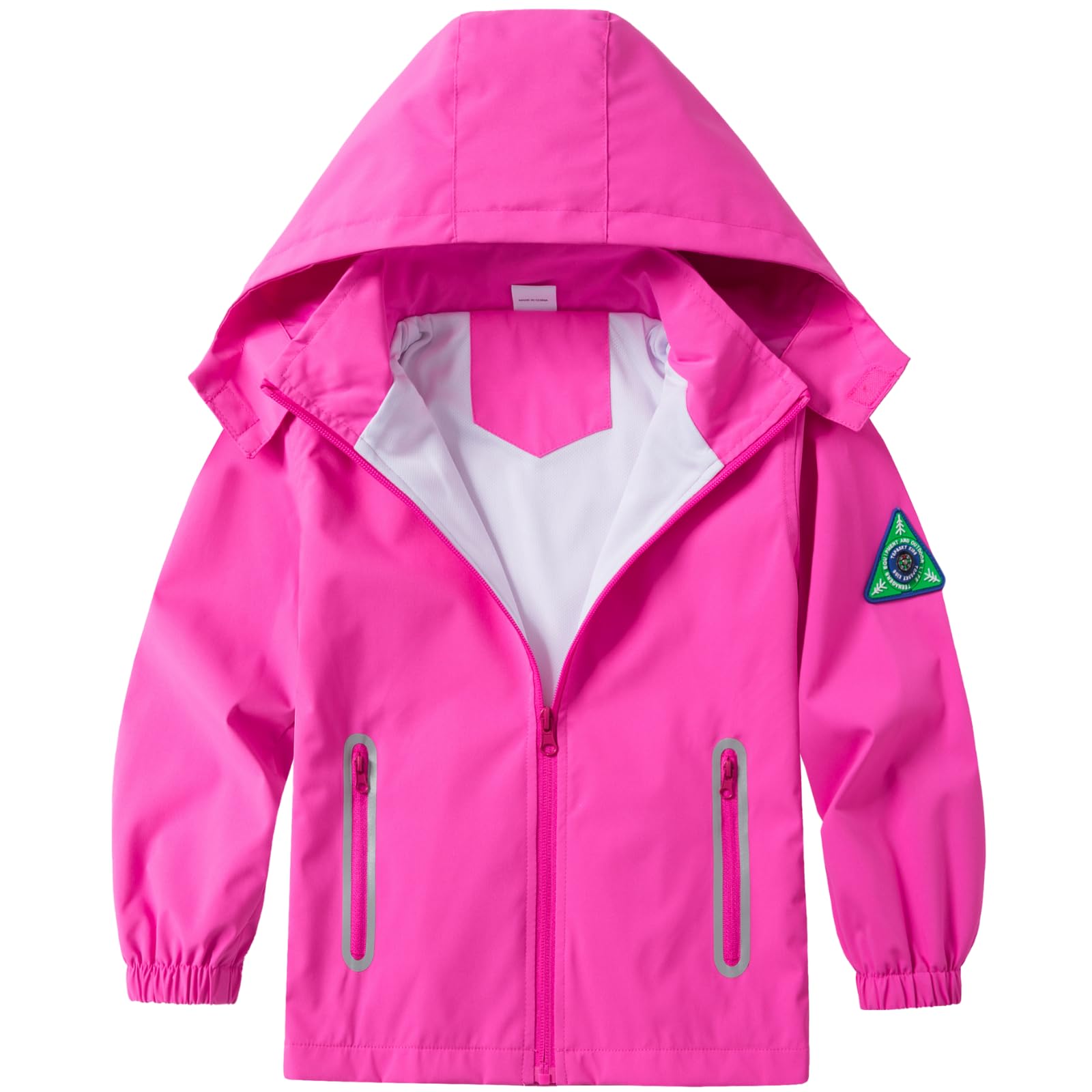 Boys Rain Jacket with Detachable Hood Lightweight Raincoats for Kids