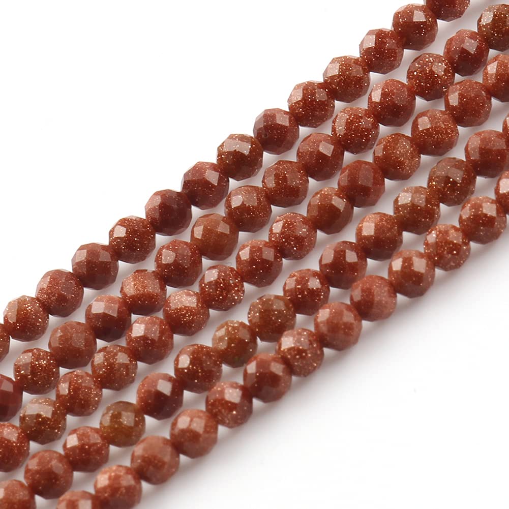 2mm 180pcs Natural Golden Sandstone Beads, Songxi Small Faceted Round Loose Gemstone for Jewelry Making, DIY Art and Craft, Bracelet Necklace (1 Strand)