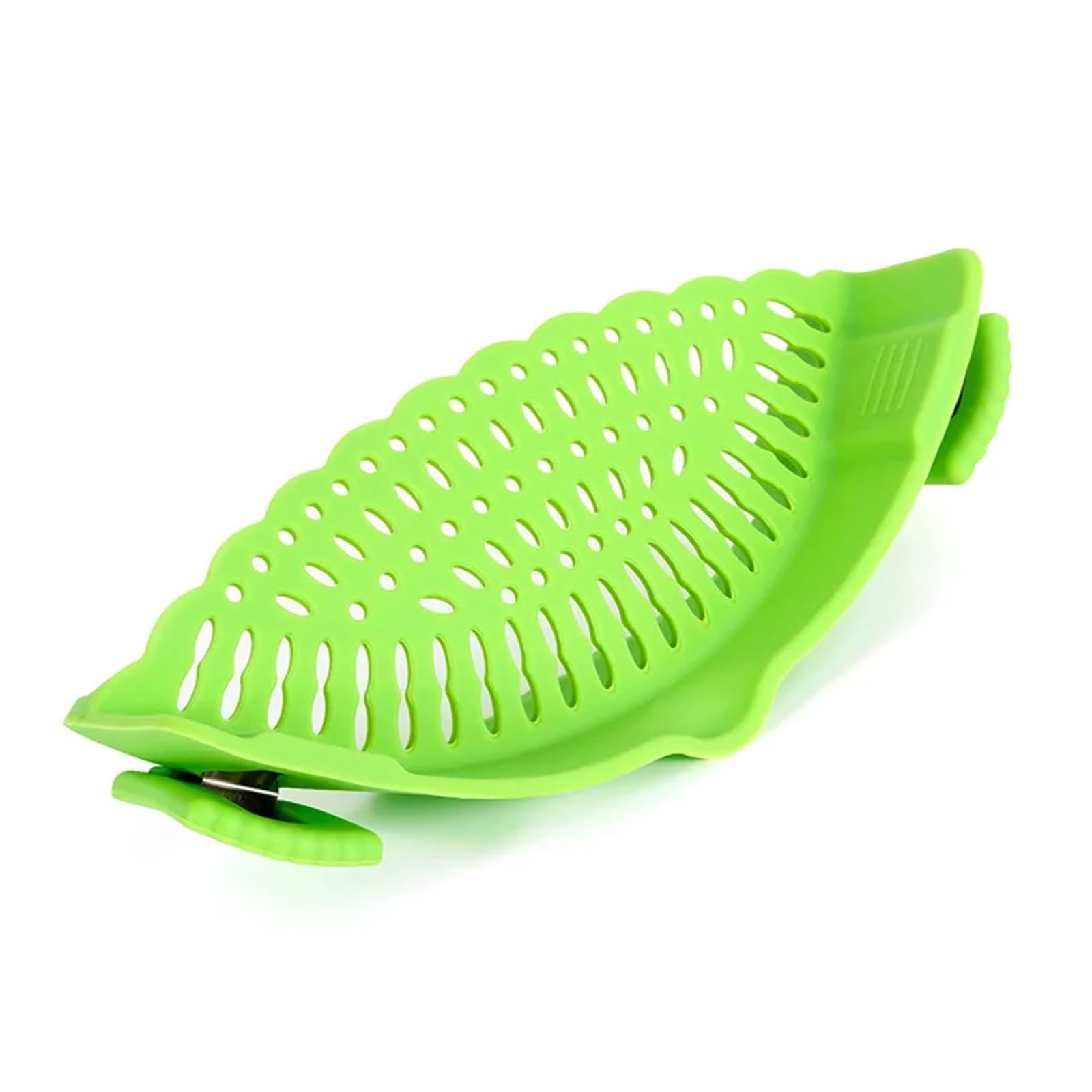 Passoire à clipser verte en silicone pour optimiser les petites cuisines