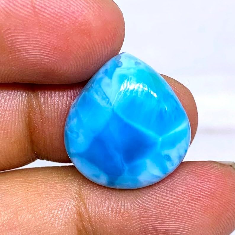 Larimar authentique taillé en cœur 20 mm | Pierre fine de qualité pour joaillerie DIY - 2