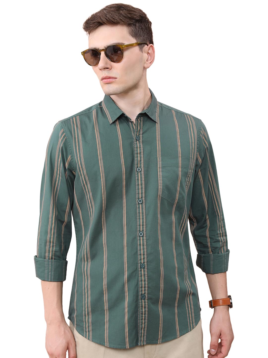 highlander Men's Slim Fit Shirts | Striped | Long Sleeves | Spread Collar | Casual Shirts | Stylish Shirt-picture-22