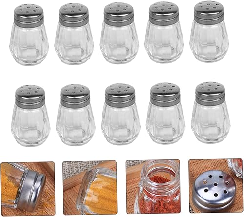 Miniatura 2 de Happyyami 10 unids Mini Tarro Mini Decoración Polvo Azúcar Shaker Recipientes de Vidrio Botella de Metal Pimienta Coctelera Tarro Cocina Condimento