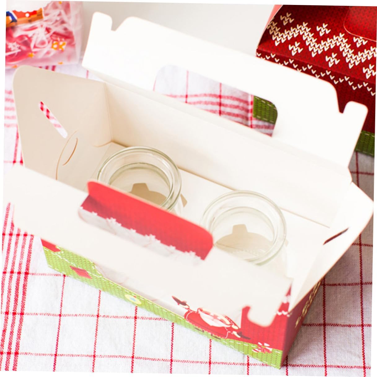 UPKOCH 20 Pcs Christmas Cupcake Boxes with Window and Two-hole Insert, Paper Bakery Cupcake Carriers with Handle for Holiday Treat Storage and Party Packaging