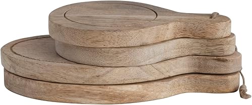 Miniatura 5 de Creative Co-Op Mini tablas de madera para servir con asas, juego de 4, 2 estilos