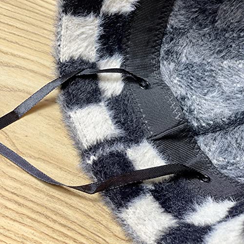 Mifulgoo Casual Checkered Cloche Hat Packable Winter Faux Fur Fleece Bucket Hats Women (Black) #TOP3