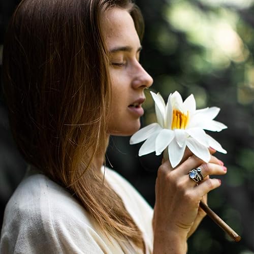 Miniatura 8 de Cleo & Mio 8mm Rainbow Moonstone Ring Set- Gold & Sterling Silver Engagement Rings for Women- Old Fashioned Ring