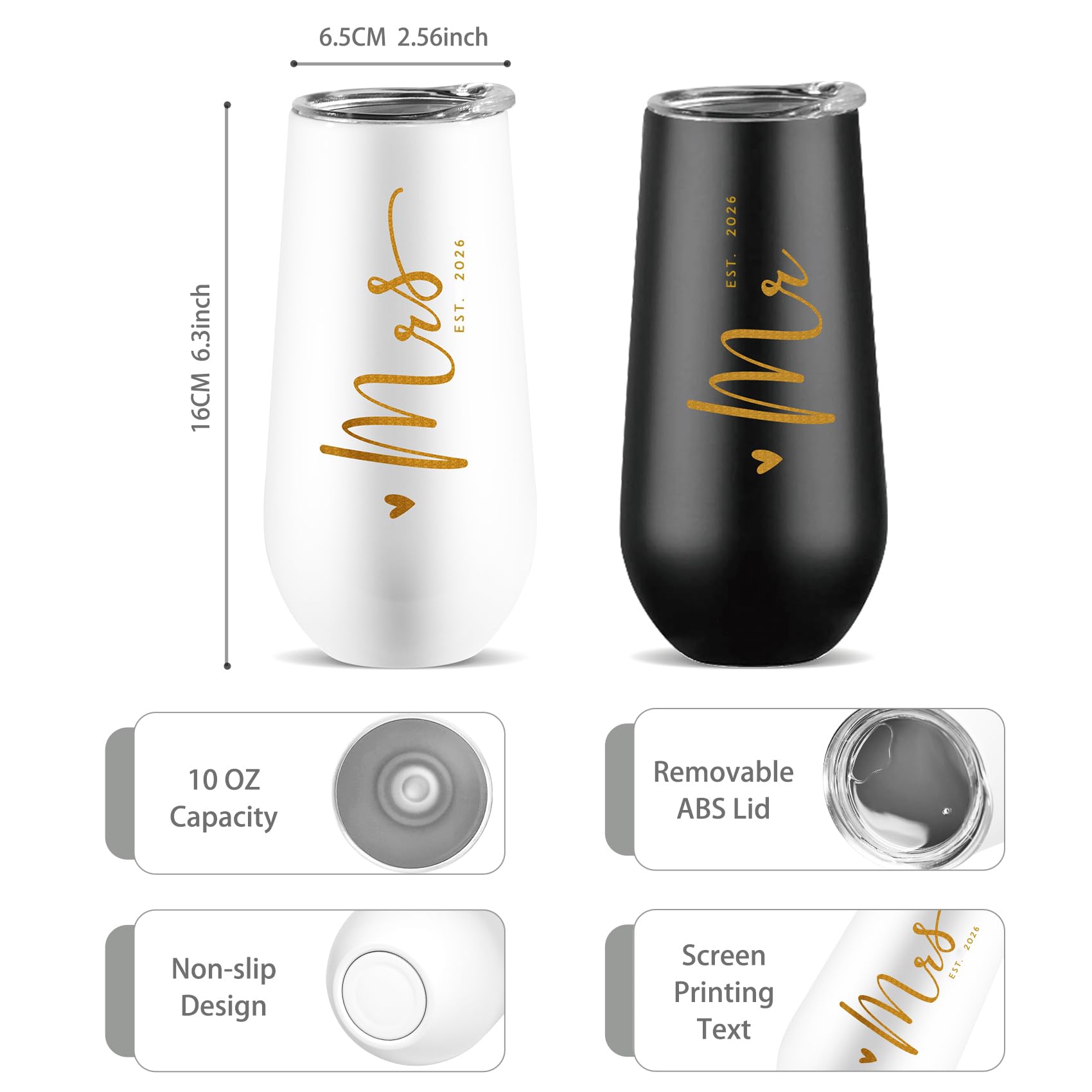 Mr & Mrs Champagne Flutes - Wedding Gift Set -8