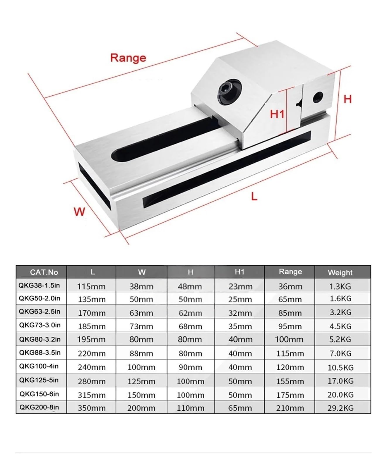 2 Zoll 2,5 Zoll Schraubstock-Flachzange CNC-Maschinenschraubstock(QKG38-1.5in)