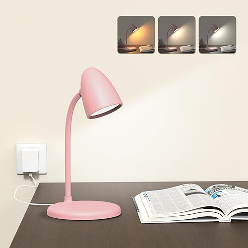 Lámpara de escritorio LED RORENSE para hogar y oficina, 3 colores de luz, lámpara de mesa, luz de lectura regulable para mesita de noche, lámpara de