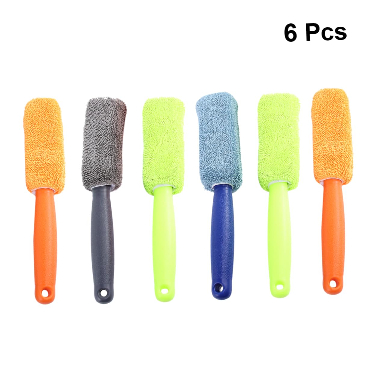 Spazzola per Pneumatici Auto in Microfibra 6 Pezzi | Manico in Plastica, per Manutenzione Pedale e Pavimento Auto, Portatile Colore Casuale
