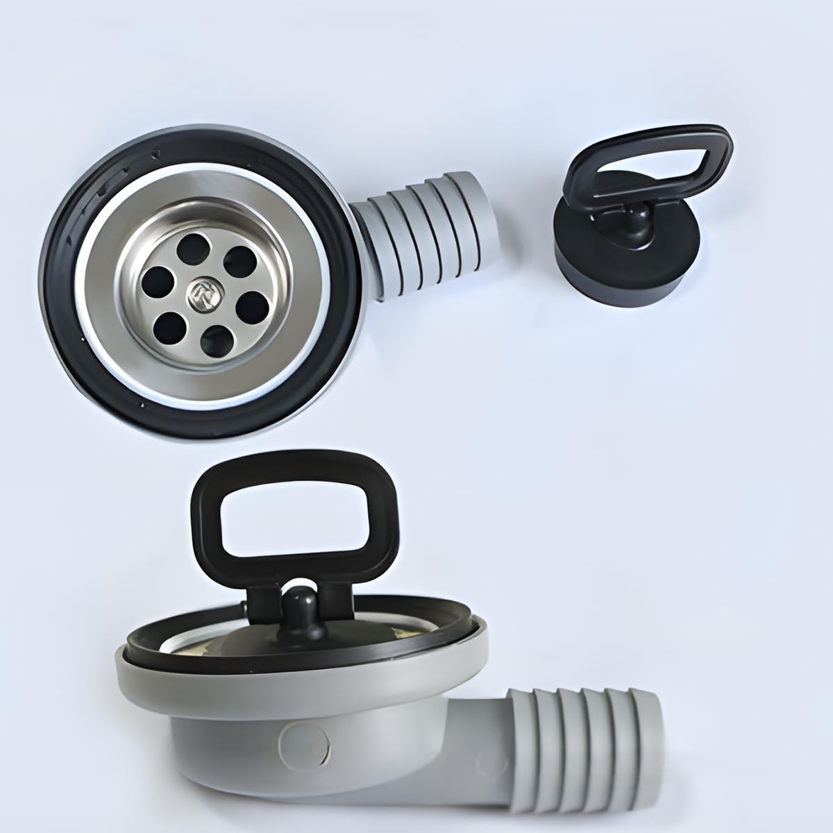 Scarico in Acciaio Inox per Roulotte, Scarico Lavello Presa Caravan, Scaricos Lavandino Da Campeggio, Scaricos Lavandino Con Coperchio Chiusura, Tubo Scaricos Laterale a 90°, Per Camper