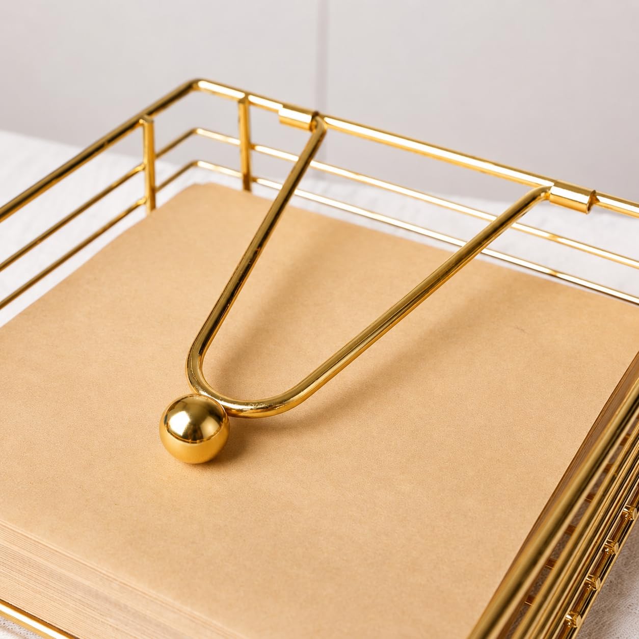 CentraLit Napkin Holder for Dining Table - Square Shaped with Weighted Arm - Modern Tissue Paper Holder for Kitchen, Restaurant, Farmhouse, Gold - Diwali Decoration - Hotel Tableware (Gold) — Amazon image 9