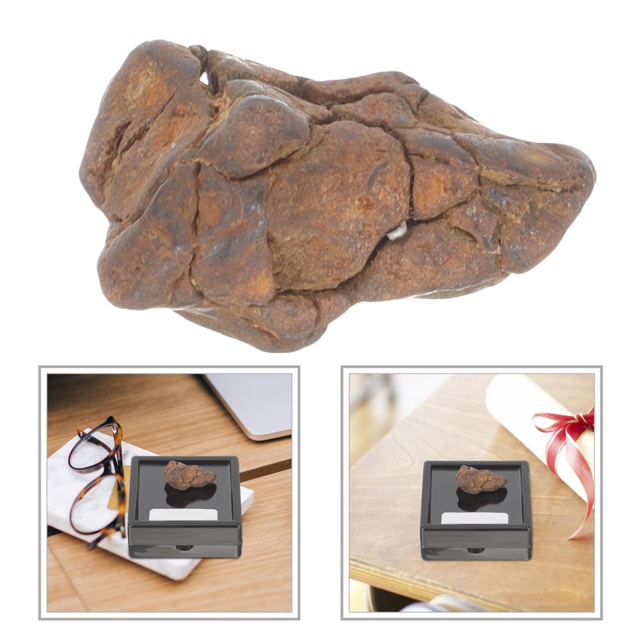 ABOOFAN Modelo De Meteorito Real 0.98X0.59X0.59In Muestra Científica Educativa para Oficina Aula Y Colección De Meteoritos para Niños