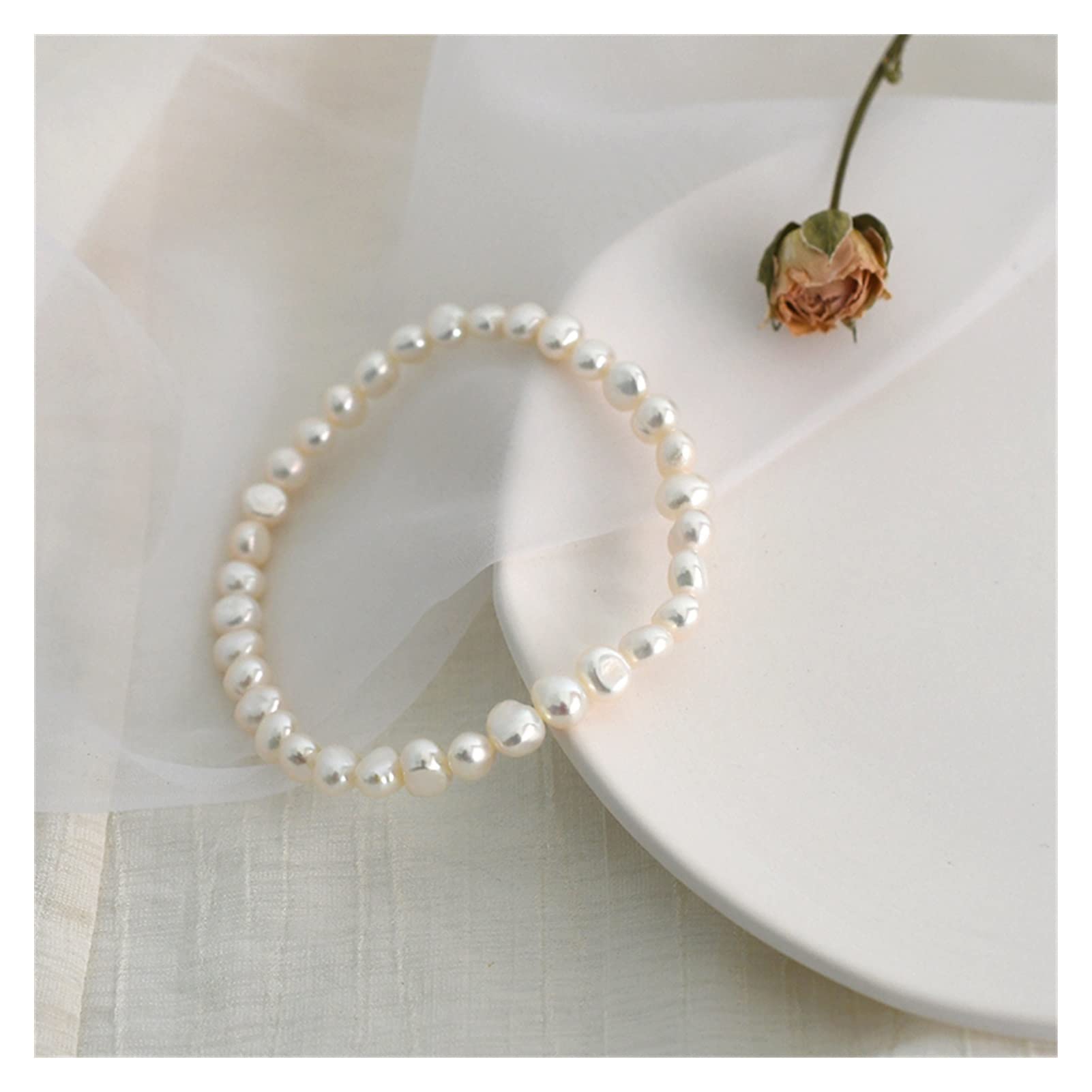 LNNSHX Armbänder Süßwasserperlen-Fußkettchen, elastische Kette, Fußkettchen, Strand-Fußkettchen, Armband, Schmuck, Schmuck, Fußkettchen, Damen-Fußkettchen (Farbe: D)