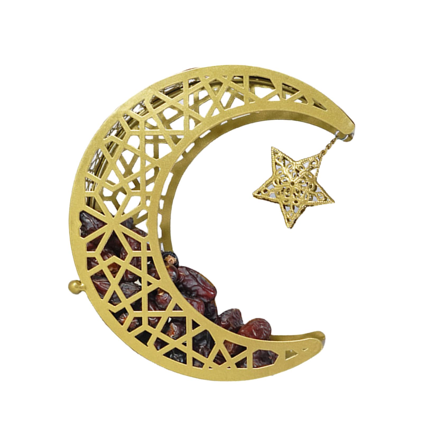 Tsophreniq Metal Shaped Serving Tray for Eid Dessert and Pastries Desktop Snacks Holder Table Decoration for Muslims Homes Dessert Serving Platter