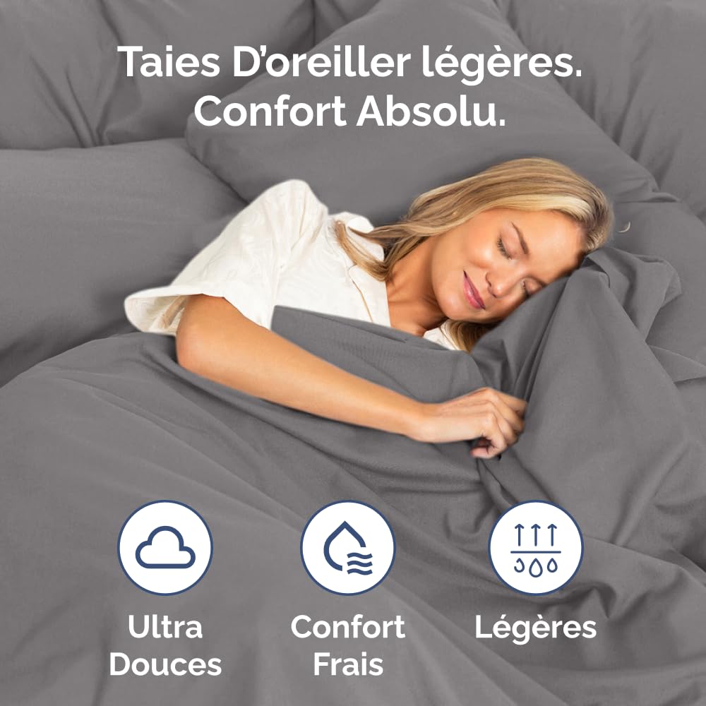 MANEMI Lot De 2 Taies D'oreiller 80 Cm - Taie D'oreiller 45 X 80 Cm, Polyester Respirant Et Doux Avec Fermeture éclair