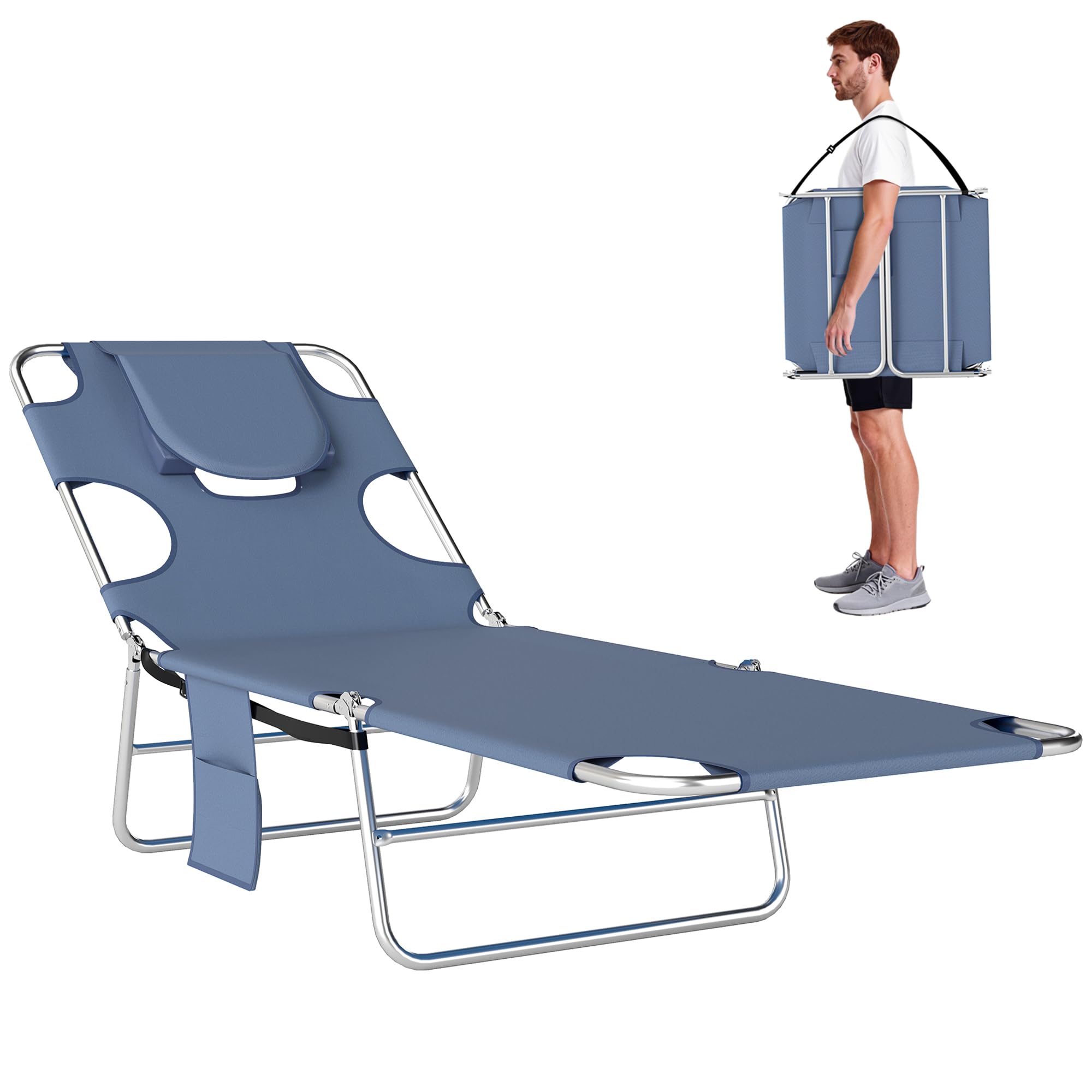 Outsunny Sun Lounger With Reading HoleFolding Garden LoungerGrey from B&Q