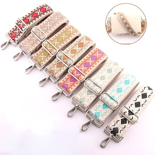 Purse Strap, 2" 5Cm Wide Shoulder Strap Adjustable Replacement, Rhombic Crossbody Canvas Bag Handbag Belts For Shoulder Bags (Kj3-A2,Silver Clip) #TOP4