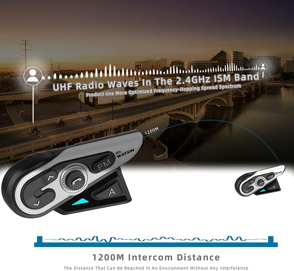 WAYXIN 1200m Interfono Moto Bluetooth Coppia Helmet Intercom Motorcycle  Intercom Helmets Wireless Bluetooth 5.0 FM Radio Music Sharing 2 People  Intercom Confezione Doppia : Amazon.it: Elettronica