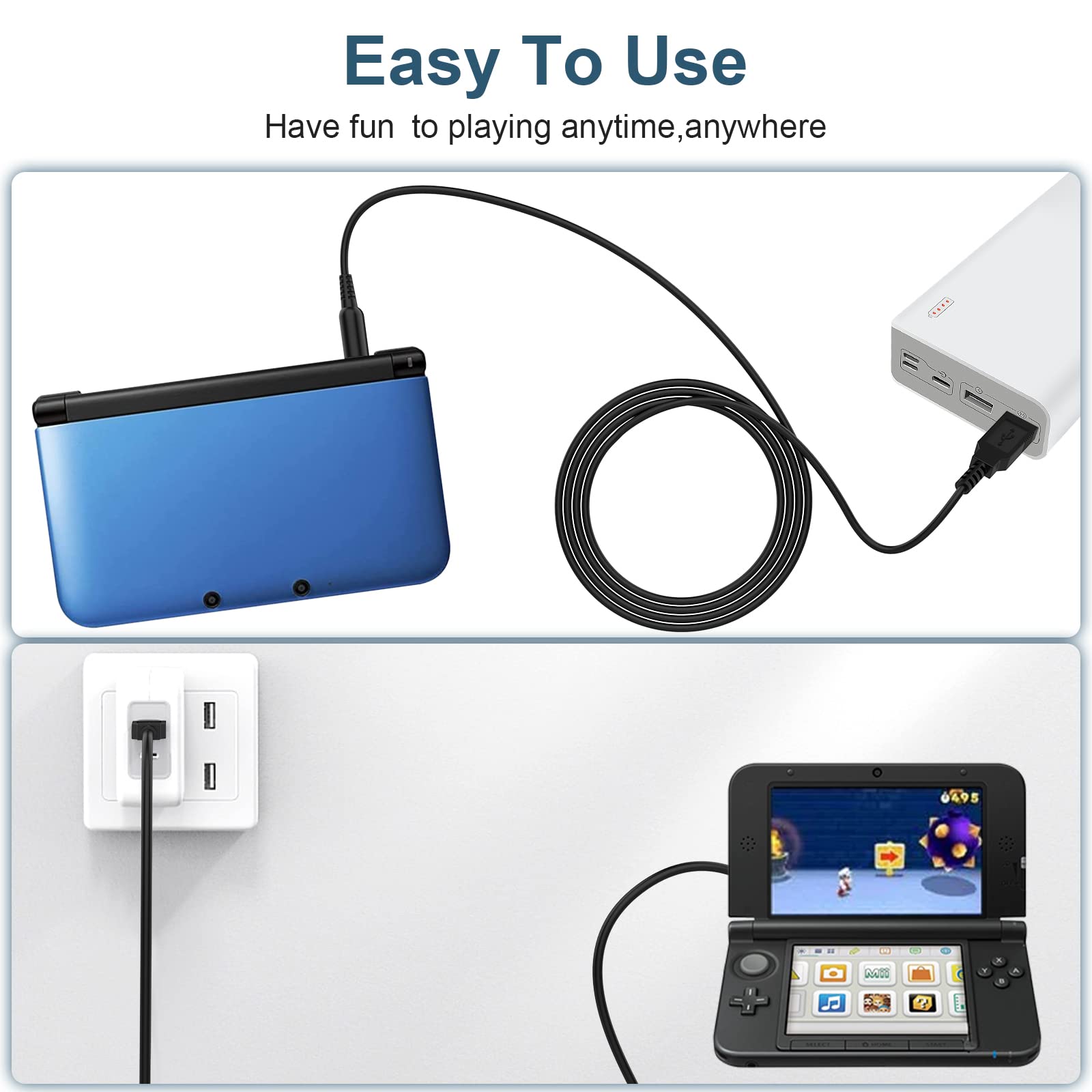 Amazon.co.jp: Lusgawer 3DS 2DS DSi 充電ケーブル USB電源ケーブル