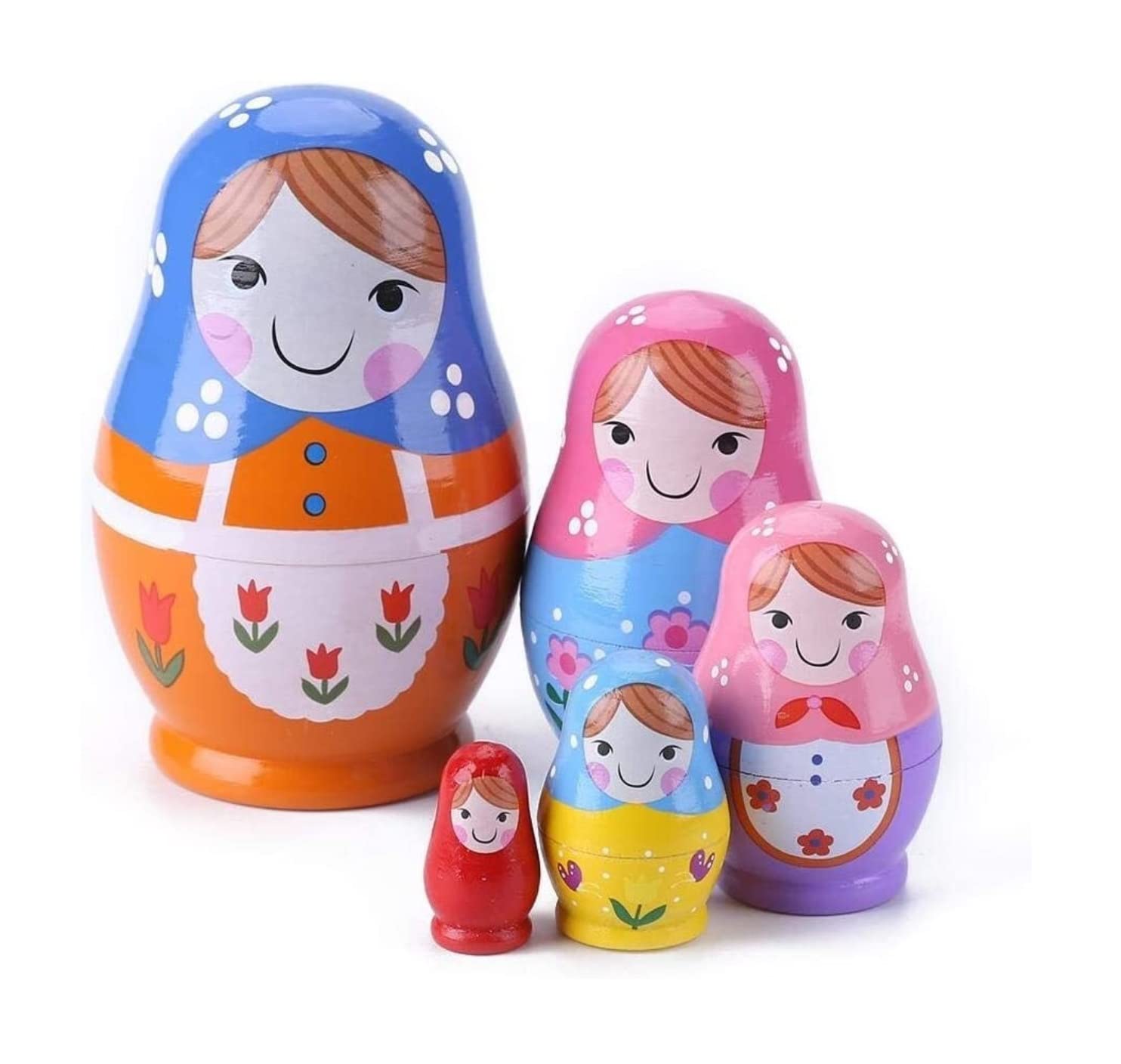 Nesting Dolls Doll Handmade Wooden 5 Layer Nesting Dolls Girls Color Painted Russian Matryoshka Doll for Brithday Gifts Handmade Crafts Home Decor Matryoshka Doll Wooden Dolls