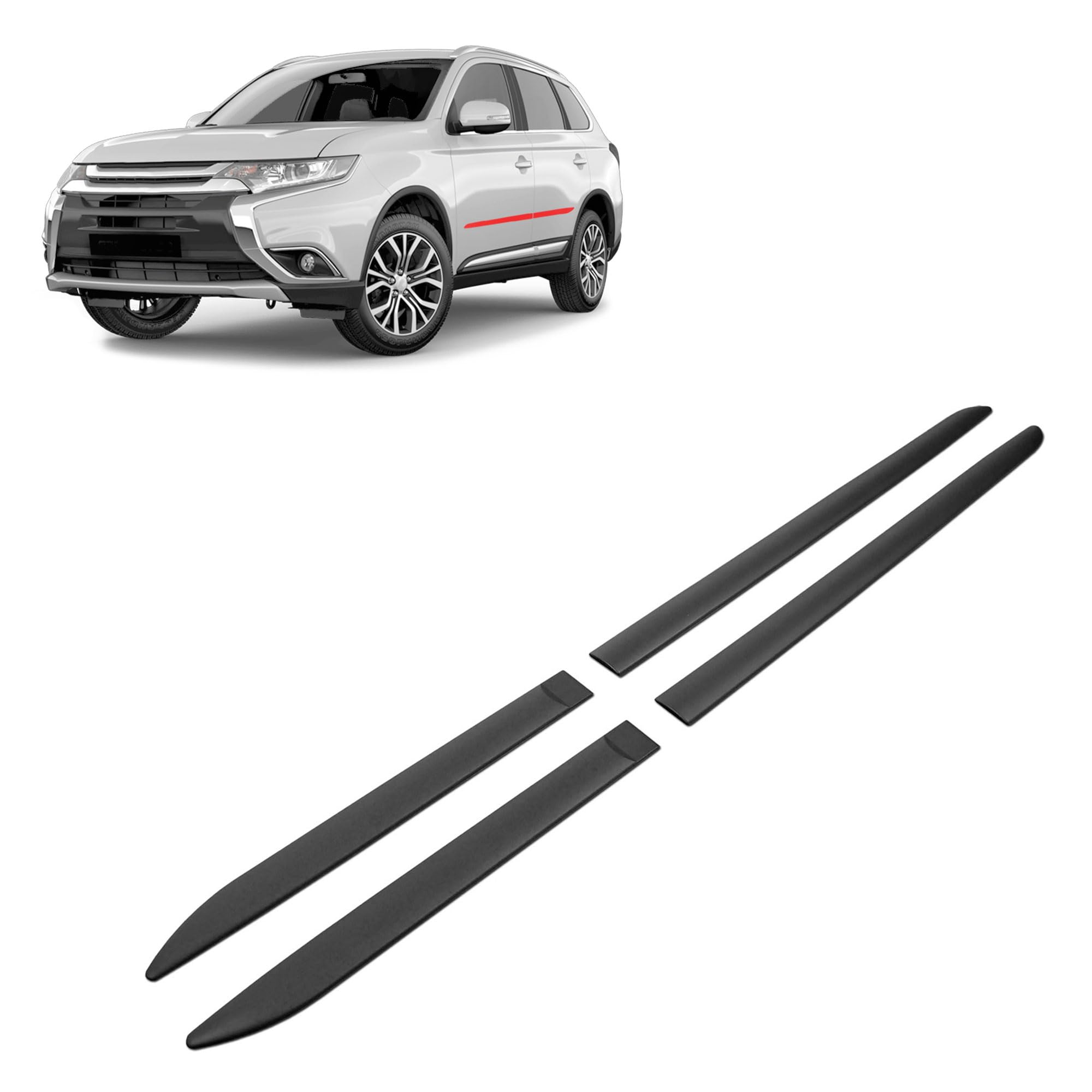 CHROMEMASTER | Schutzleisten für Autotüren Kompatibel mit Mitsubishi Outlander III 2014-2022 | Kunststoff Dekorative Seitenleisten schützen Lack und Fahrzeugtüren vor Kratzer und Beschädigung