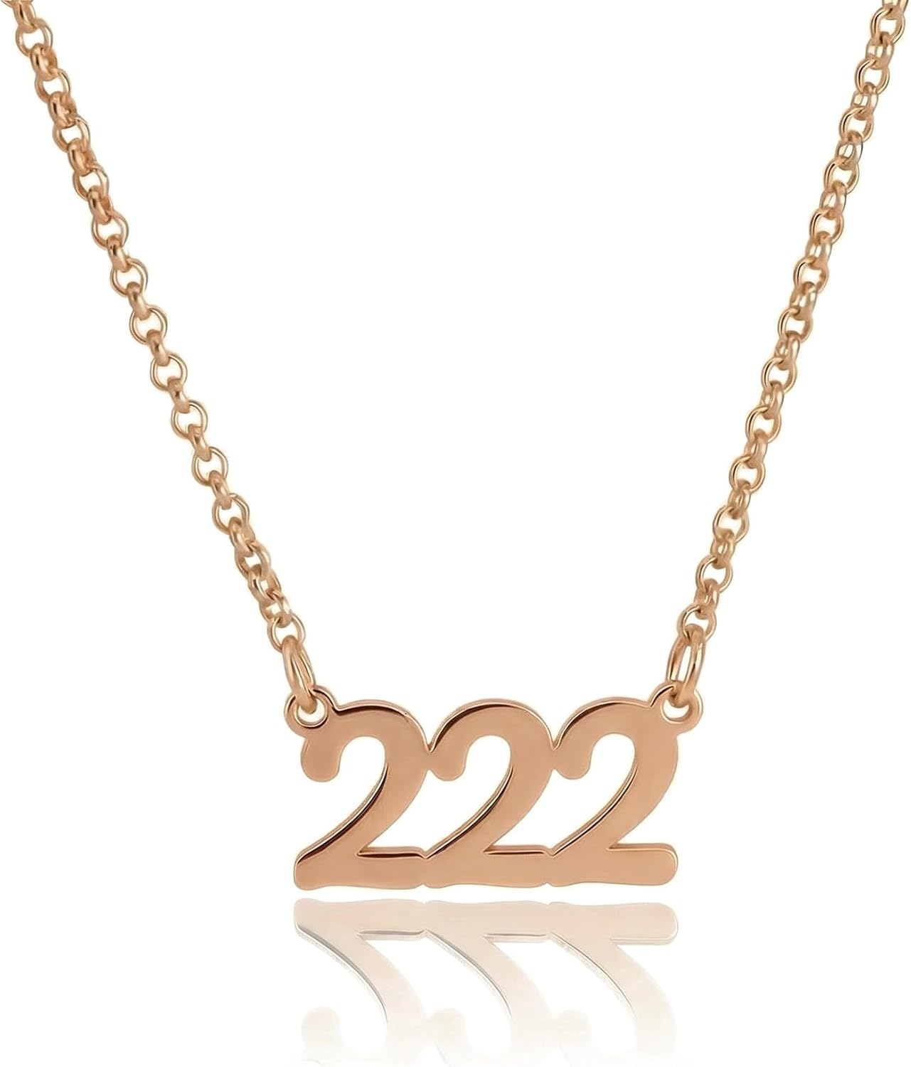 14k Rose Gold Number Necklace · Angel Number Pendant · Lucky Number Necklace · Gift For Her