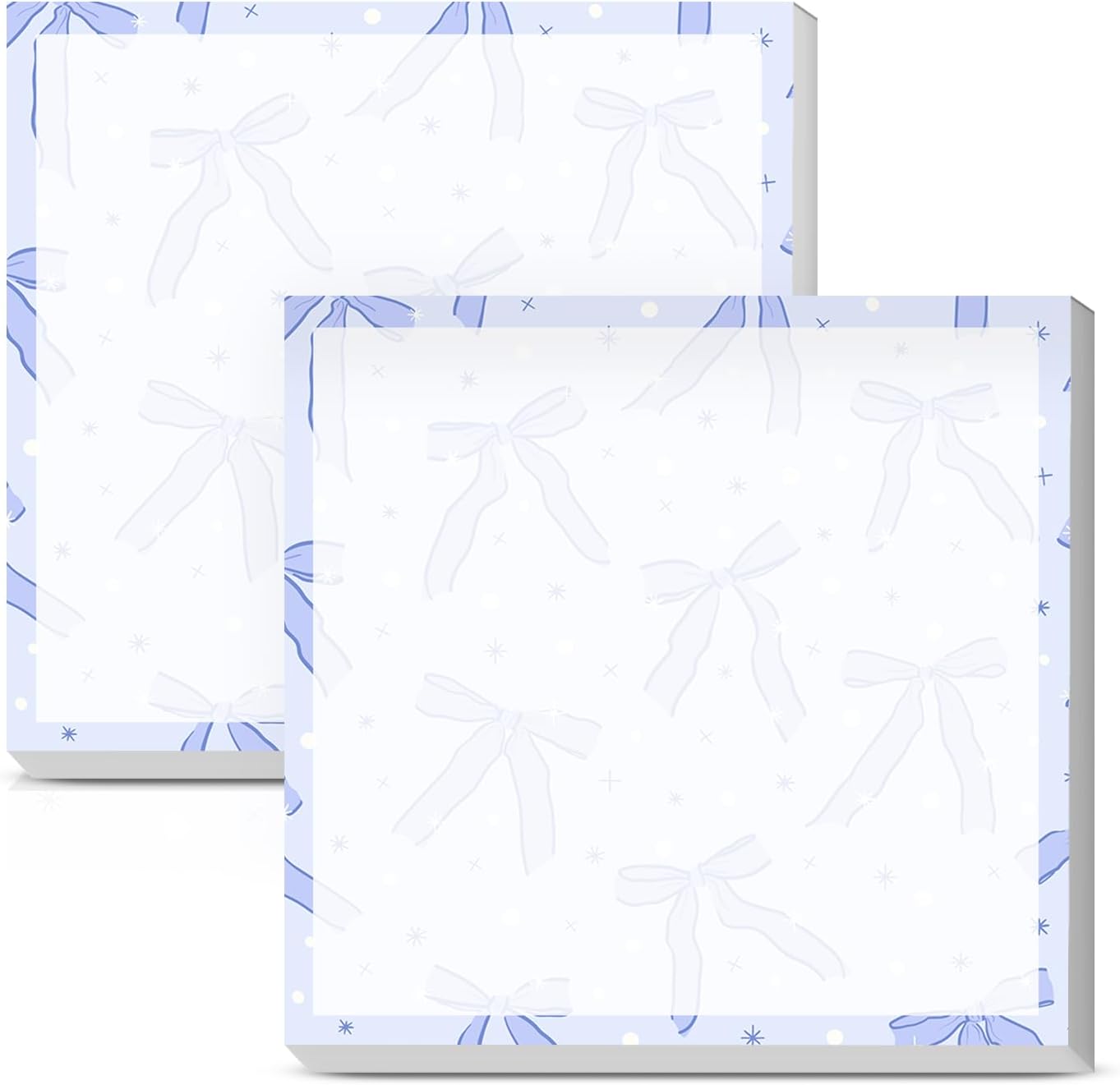 Sticky Notes 3x3 Inches, Cute Self-Stick Notes Bright Funny Sticky Note, Easy to Post for Home, Office, Notebook Cute Blue Bow Star