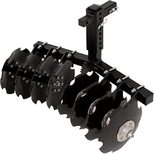 Big Buck 32" Pull Behind Disc Plow Harrow UTV Implement with 2" Receiver Mount, Cultivates 1 to 2 Acres