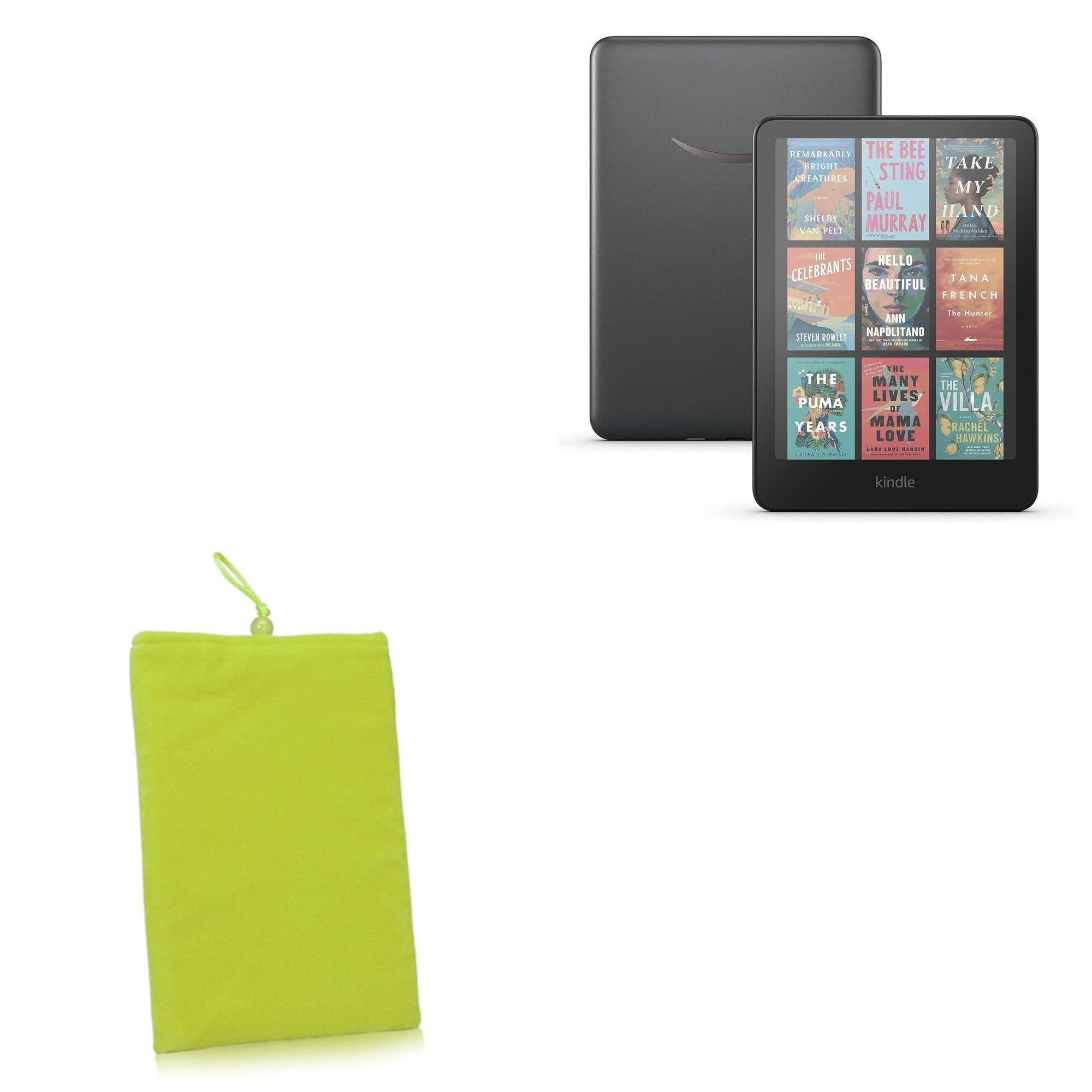 BoxWave Case Compatible with Amazon Kindle Colorsoft Signature Edition 1st Gen (7 in) - Velvet Pouch, Soft Velour Fabric Bag Sleeve with Drawstring - Olive Green