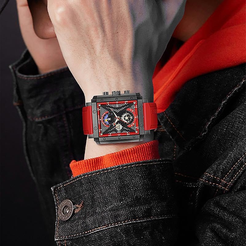 Square - Reloj de cuarzo impermeable multifuncional para hombre