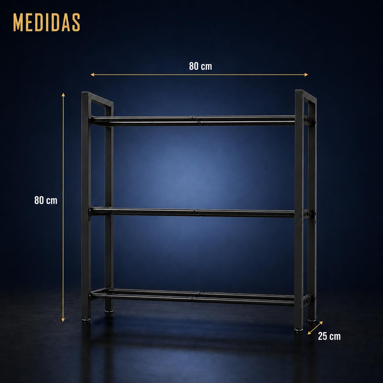 Soporte Mancuernas 3 Niveles, Soporte para Pesas Ajustable de Acero - Mancuernero hasta 180 kg, Organizador Gimnasio en Casa, 80x80x25 cm