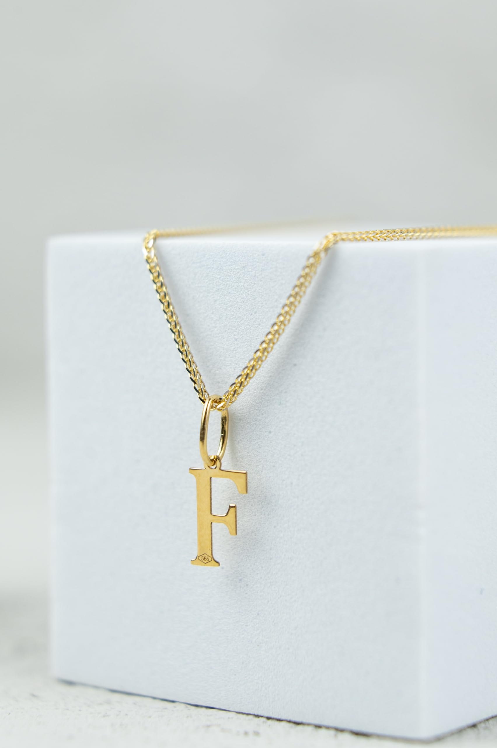 Rodium - Goldene Anhänger, Buchstabe, 14 Karat Gold/ 585er Feingehalt, Charms für Halskette oder Ketten Armband, Ideales Geschenke für Damen, Kettenanhänger für Goldschmuck