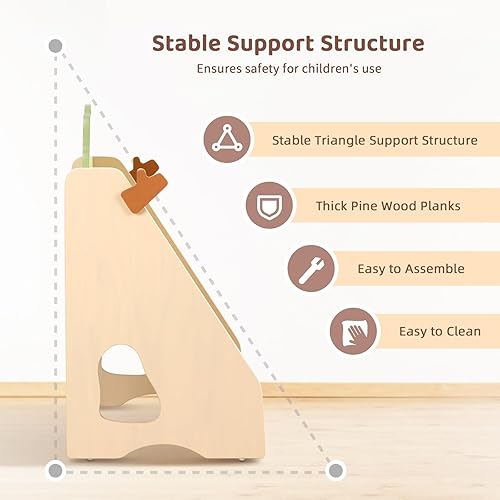 Miniatura 7 de OOOK Estantería Montessori para niños, estantería de pino de primera calidad, estantería frontal para guardería, sala de juegos, aula