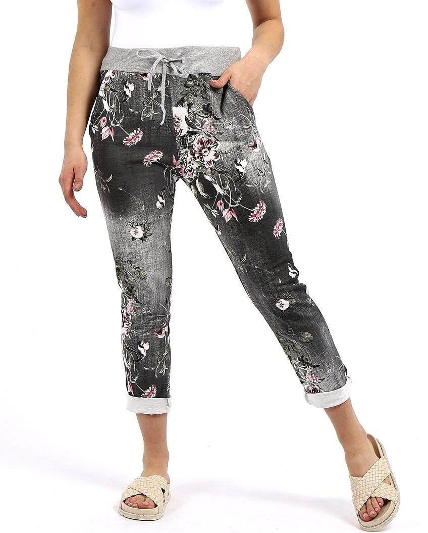 Crazy Girls Girls Black Floral Crazy Womens Plain Italian Floral Trousers, Xxl (Uk 20-22)