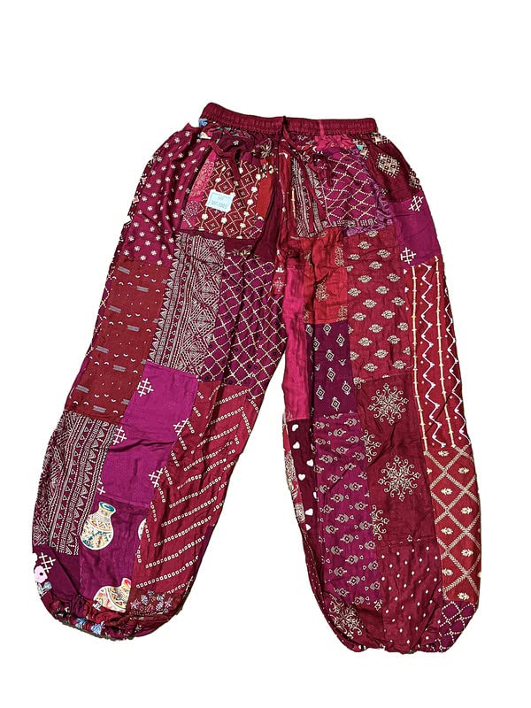 Pantalon patchwork pour femme indienne palazzo marron élégant taille unique